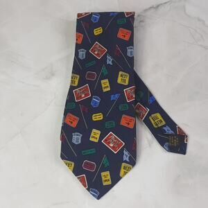 Alynn Neckwear "Reading The Course" Golf Tie Navy/Multi-Color